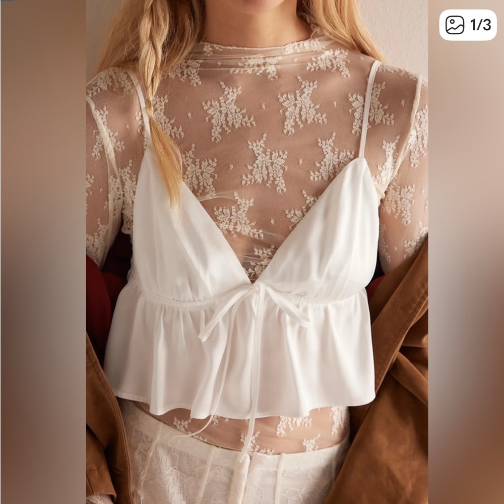 Free People White Size Small Lady Lux Layering Top